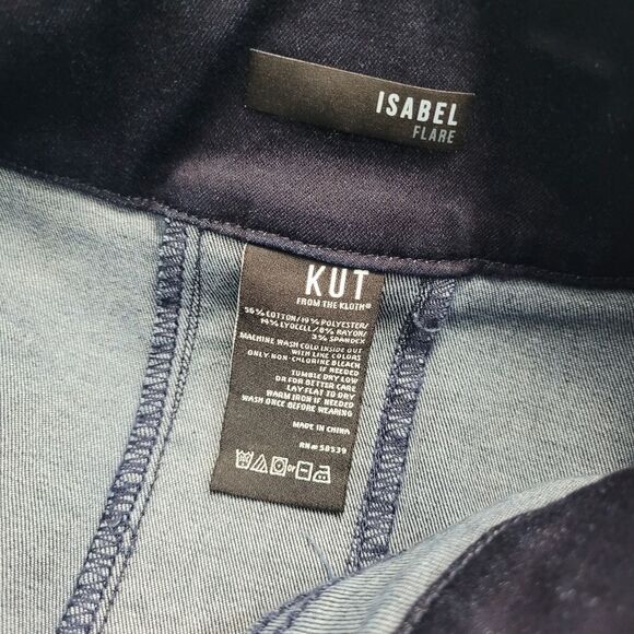 Kut From The Kloth Isabel Flare Jeans Dark Blue Wash Stretch Pull On Size 18 - Picture 5 of 9